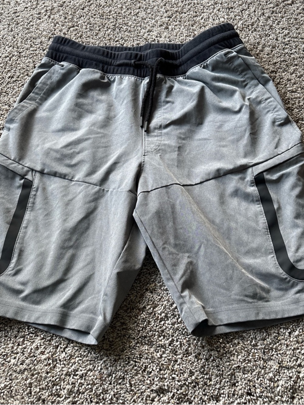 Under Armour Light Gray Athletic Shorts with Black Waistband